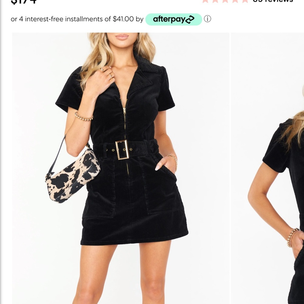 Show me your mumu black corduroy dress. Worn once.